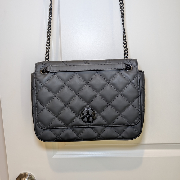 EUC Tory Burch Willa Black Matte Quilted Shoulder Crossbody Bag - Picture 16 of 16